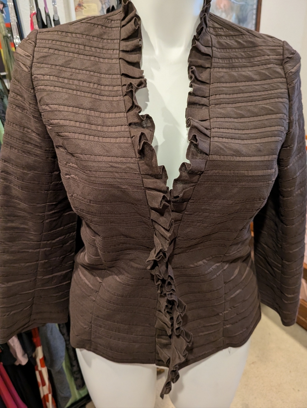 Lafayette 148 Women’s Ruffled Brown Jacket - 10